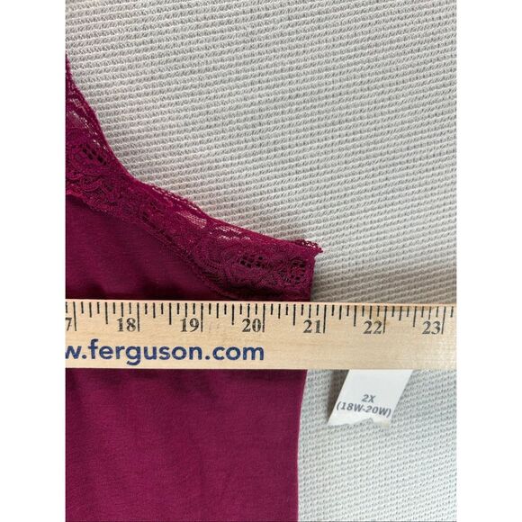 Faded Glory Burgundy Lace Trim Cami Tank Top Plus Size 2X Y2K Soft Girl Coquette - Picture 6 of 9